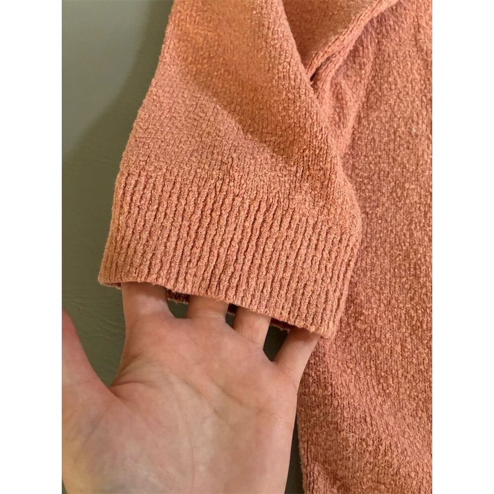 J. Jill Women's Pink Peach Pullover Sweater L Petites Kangaroo Pocket - Picture 4 of 10